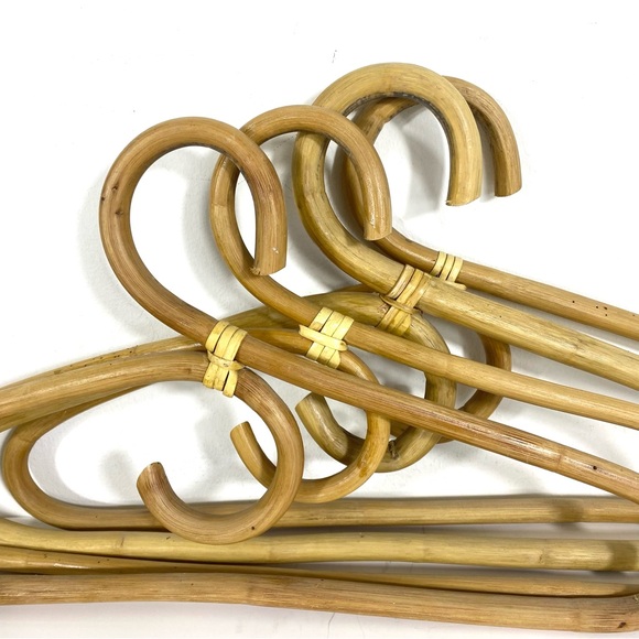 Vintage Bamboo Hangers Bent Curled - Set of 4 - Picture 2 of 5